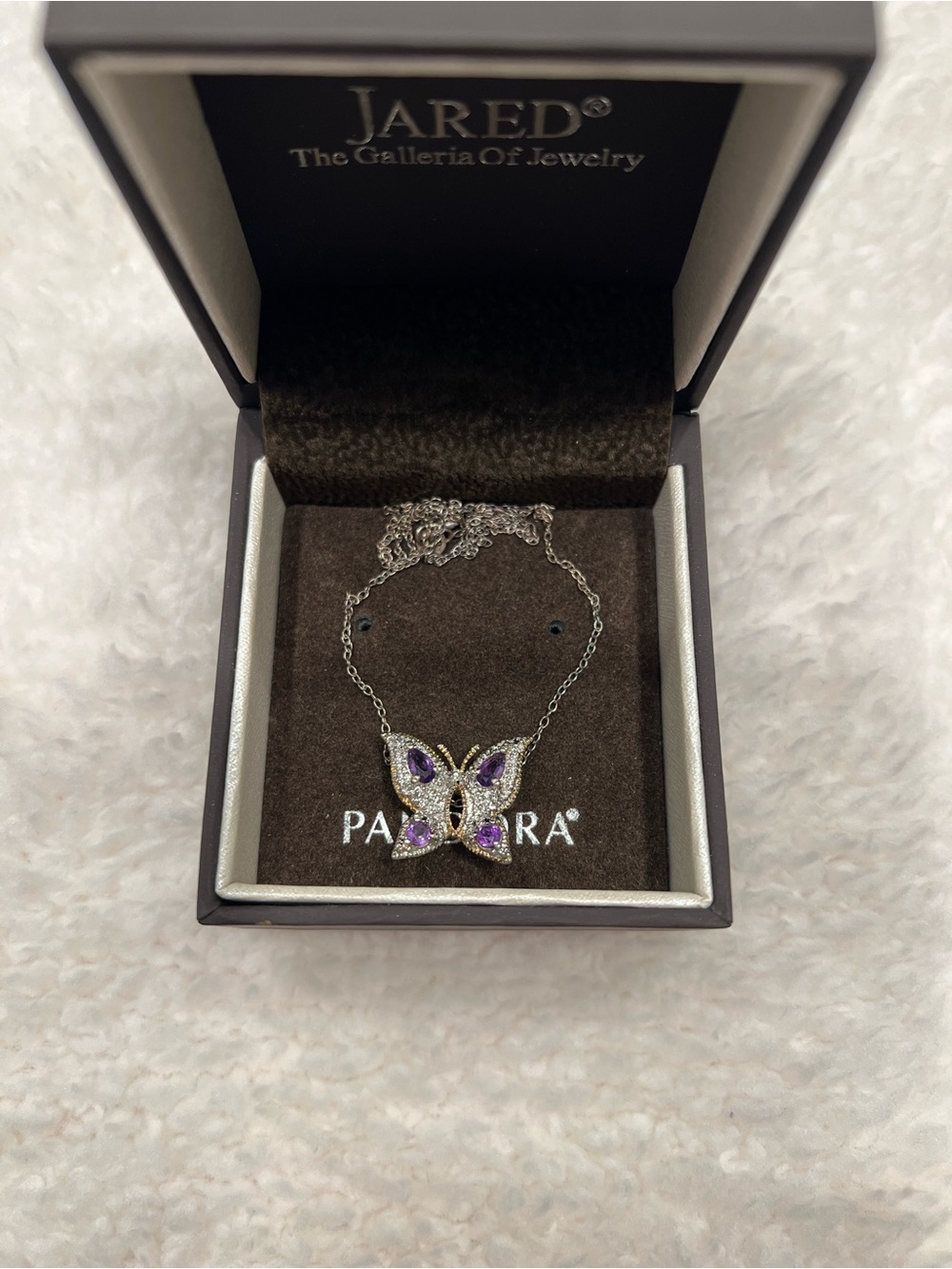 Vintage Gold Over 925 Sterling Silver Amethyst Butterfly Pendant Necklace